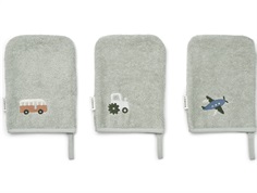 Liewood vehicles/dove blue washcloth Francisco (3-pack)  